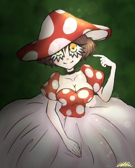 Mushroom girl/ sketch/ Half body/ Full color/ Soft shading