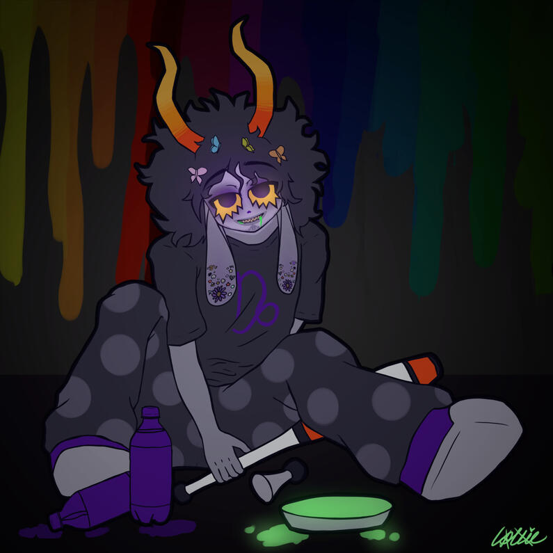 Gamzee/ Homestuck/ Fanart/ Full body/ Flat color/ Simple background