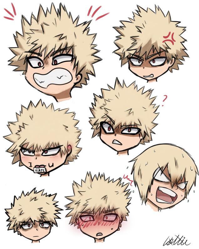 Bakugou expression sketch/ Bust, multi/ Fanart/ Full color/ Cell and soft shading